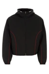 Ferragamo Contrast-piping Drawstring Lightweight Jacket In Black