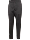 Sapio Satin Trousers With Belt Loops And Cuffed Hem In Black