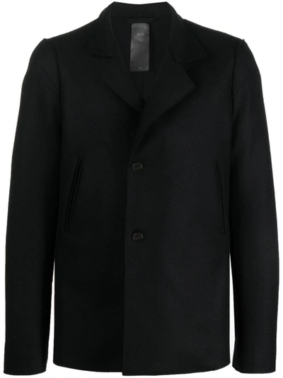 Sapio Double-breasted Cotton-wool Blazer In Nero