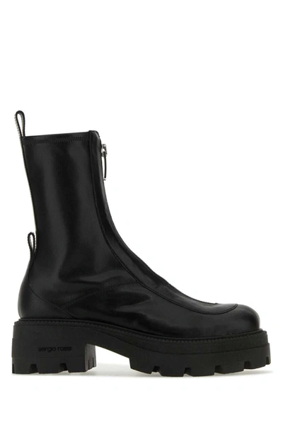 Sergio Rossi Buckled Ankle Boots In Negro