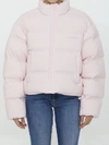 Alexander Wang Logo-jacquard Cropped Puffer Jacket In Pink