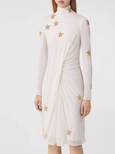 BURBERRY SILK VISCOSE DRESS WITH GOLD STARS