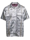 NEEDLES SILVER BOWLING SHIRT WITH ALL-OVER FLOREAL PRINT IN CUPRO MAN