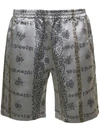 NEEDLES SILVER SHORTS WITH AL-OVER FLOREAL PRINT IN CUPRO WOMAN