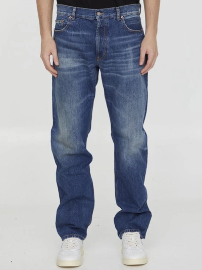 Saint Laurent Straight Denim Jeans In Blue