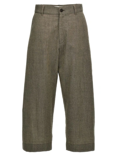 Studio Nicholson Ascent Flat-front Cotton-blend Trousers In Gray