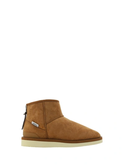 Suicoke Shearling-lined Suede Ankle Boots In Brown