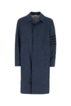 Thom Browne Striped Wool-tweed Coat In Blue