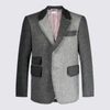 THOM BROWNE THOM BROWNE LIGHT AND DARK GREY WOOL BLAZER