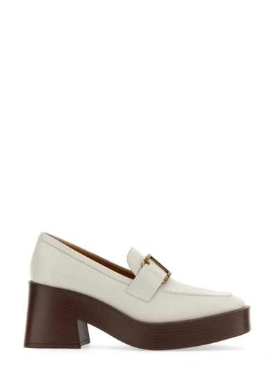 Tod's T Logo-plaque Platform Loafers In White