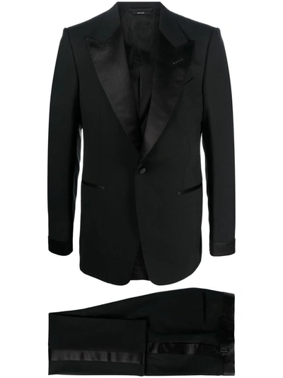 Tom Ford Wool Tailored Suit In Blu