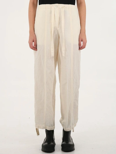Jil Sander Trousers With Drawstring In Cream
