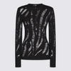 Versace Viscose Ripped Knit Jumper In Black