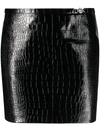 Versace Waist-high Leather Skirt With Crocodile Motif In Black