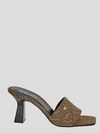 Versace Embellished Logo-jacquard Canvas Mules In Brown