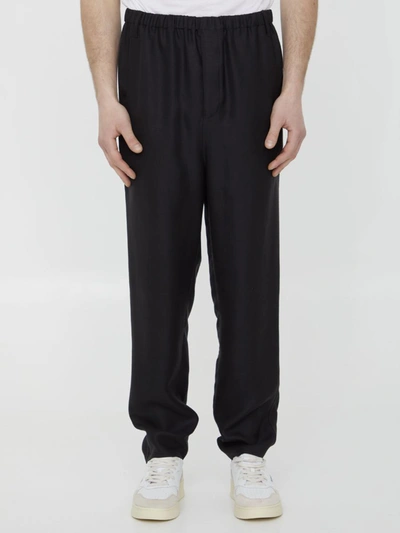 Saint Laurent Viscose Trousers In Black