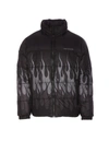 Vision Of Super Triple Flames Puffer Jacket In Black