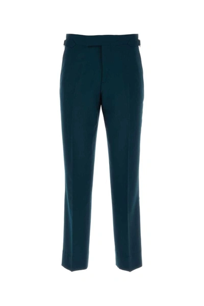 Vivienne Westwood Pantalone Sang In Lana Petrolio Uomo In Blue