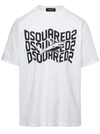 DSQUARED2 WHITE T-SHIRT WITH SHARK AND LOGO PRINT IN COTTON MAN