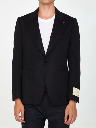 Lardini Wool Cashmere Jacket In Black