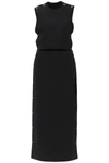 Y/PROJECT Y PROJECT DUAL MATERIAL MAXI DRESS WITH SNAP PANELS