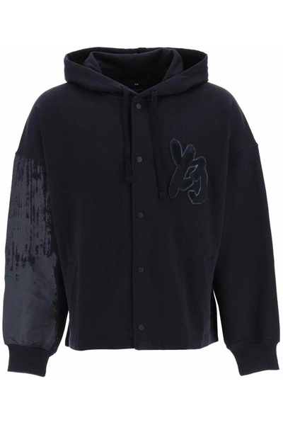Y-3 Logo-patch Organic Cotton Hoodie In Black