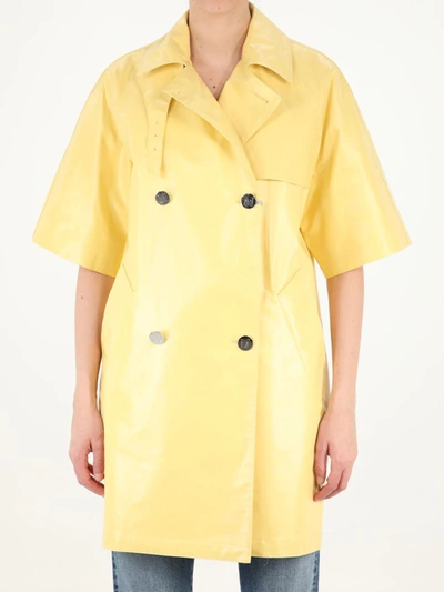 Max Mara Tondo Double-breasted Coated-cotton Coat In Yellow