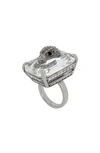 KURT GEIGER EAGLE HEAD CRYSTAL BAGUETTE COCKTAIL RING