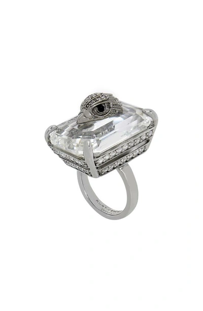 KURT GEIGER EAGLE HEAD CRYSTAL BAGUETTE COCKTAIL RING