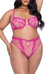 Roma Confidential Bubblegum Heart Underwire Bra & Tanga Set In Pink