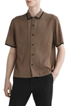 Rag & Bone Foulard Print Short Sleeve Button-up Shirt In Blktan