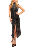 RAMY BROOK LENNON ANIMAL PRINT SLEEVELESS VELVET MAXI DRESS