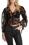 HOUSE OF SUNNY LA THORN EMBROIDERED MESH TOP