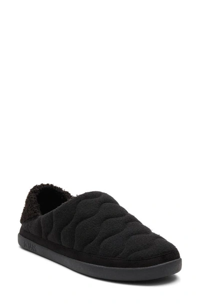 Toms Women's Ezra Quilted Ombre Faux Fur Slippers In Black Quilted Felt