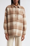 Atm Anthony Thomas Melillo Plaid Flannel Tomboy Shirt Jacket In Natural Be