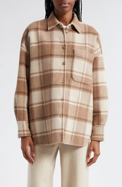 Atm Anthony Thomas Melillo Plaid Flannel Tomboy Shirt Jacket In Tan Multi