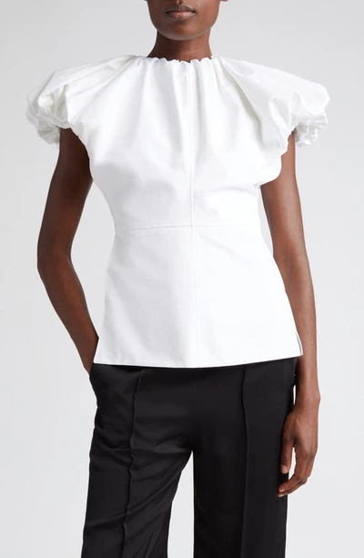 Jil Sander Puff-sleeve Cotton Top In White