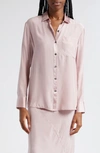 Atm Anthony Thomas Melillo Matte Silk Charmeuse Boyfriend Shirt In Pink Lilac