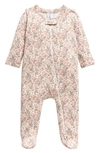 Nordstrom Print Cotton Footie In Ivory Egret Romantic Floral