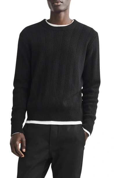 Rag & Bone Men's Durham Cashmere Herringbone Relaxed-fit Sweater In Black
