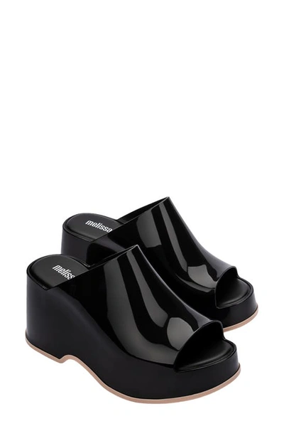 Melissa Patty Platform Slide Sandal In Beige/ Black