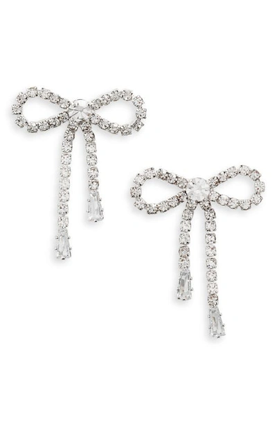 Shashi Petite Bow Earrings In Metallic Silver