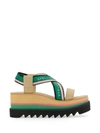 Stella Mccartney Sneak-elyse Striped Platform Sandals In Multi