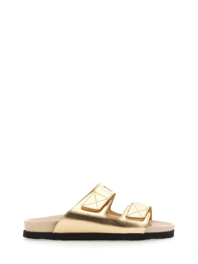 Palm Angels Sandal With Logo In Oro