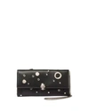 ALEXANDER MCQUEEN STUDDED LEATHER WALLET ON A CHAIN, BLACK,PROD200800985