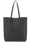 Saint Laurent North/south Shopping Leather Tote In Grigio