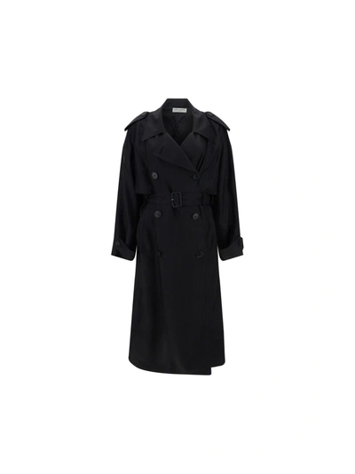 Saint Laurent Double-breasted Belted Cotton-twill Trench Coat In Black