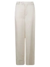 Saint Laurent High-waisted Satin Trousers In Craie