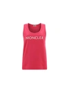 Moncler Fuchsia Tank Top With Logo In Pink