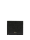 TOM FORD TOM FORD BLACK BI-FOLD WALLET WITH GOLD-COLORED EMBOSSED LOGO IN GRAINY LEATHER MAN